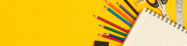 Top view notebooks and accessories studying in the library at sc