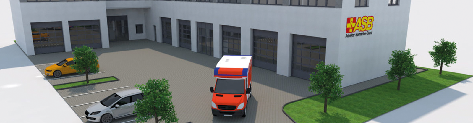 Stilisiertes Bild der neuen Rettungswache 